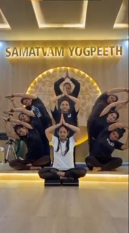 Serene indoor yoga class